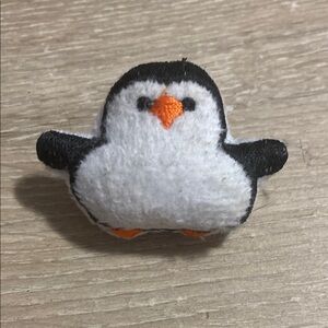 Black and White Plush Penguin Brooch